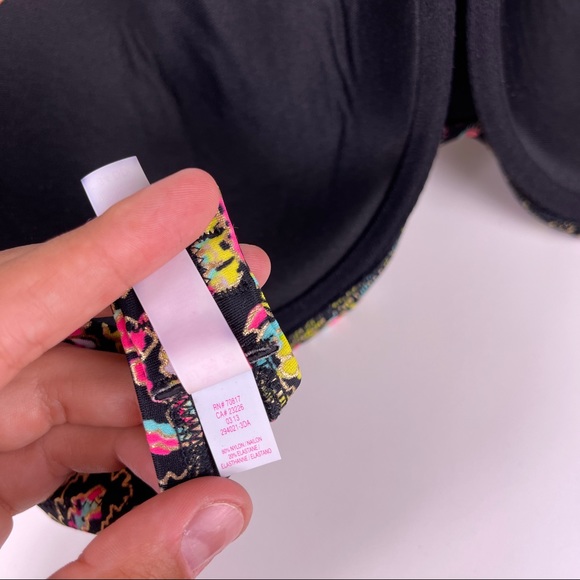 Victoria's Secret Paisley Colorful Neon Print Push Up Halter Bikini Women's 34DD - Picture 7 of 7